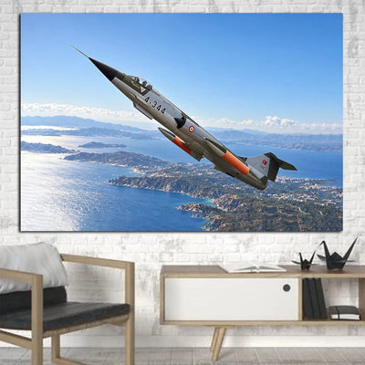 Turkish Air Force F-104G Starfighter clean historic supersonic climb above the Aegean coast canvas - 1 Piece