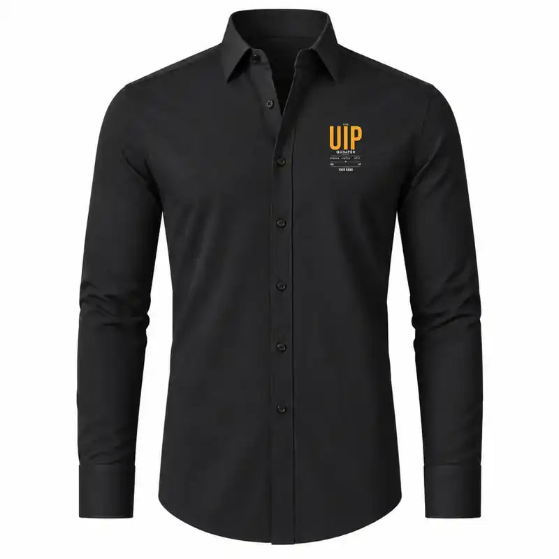 Quimper–Cornouaille Airport (UIP) Shirts - Long Sleeve Shirt - Tag Custom - Black + NAME
