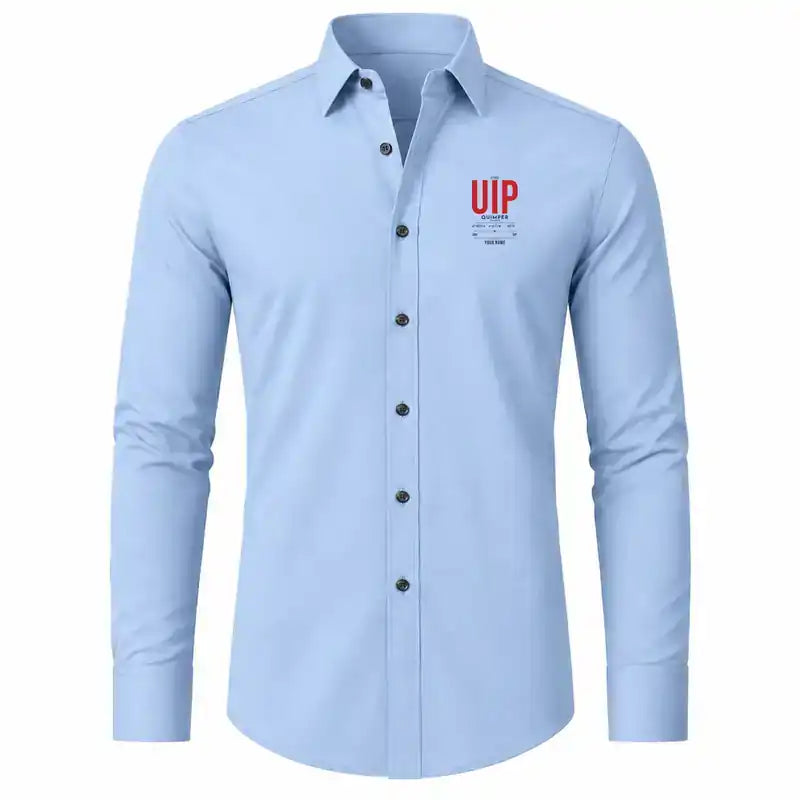 Quimper–Cornouaille Airport (UIP) Shirts - Long Sleeve Shirt - Tag Custom - Light Blue + NAME
