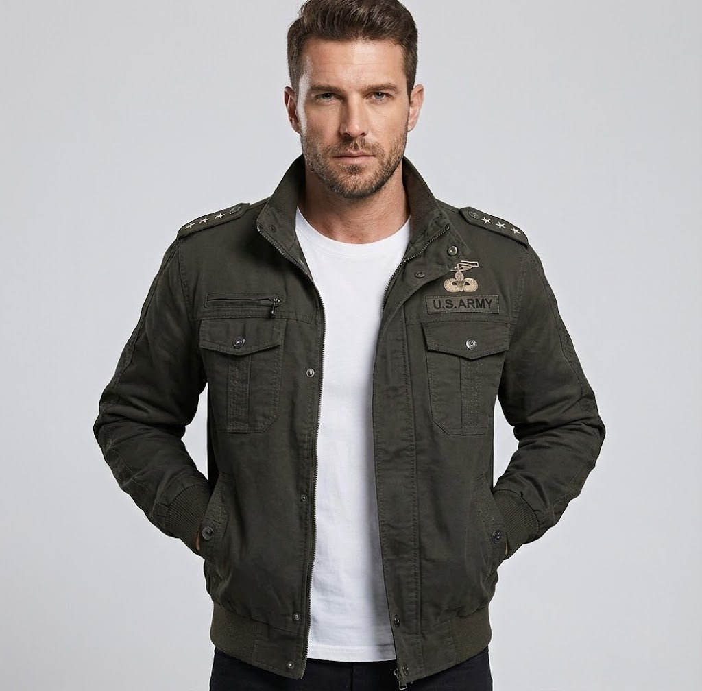 US Army & Rank Military PILOT Cotton Bomber Jackets