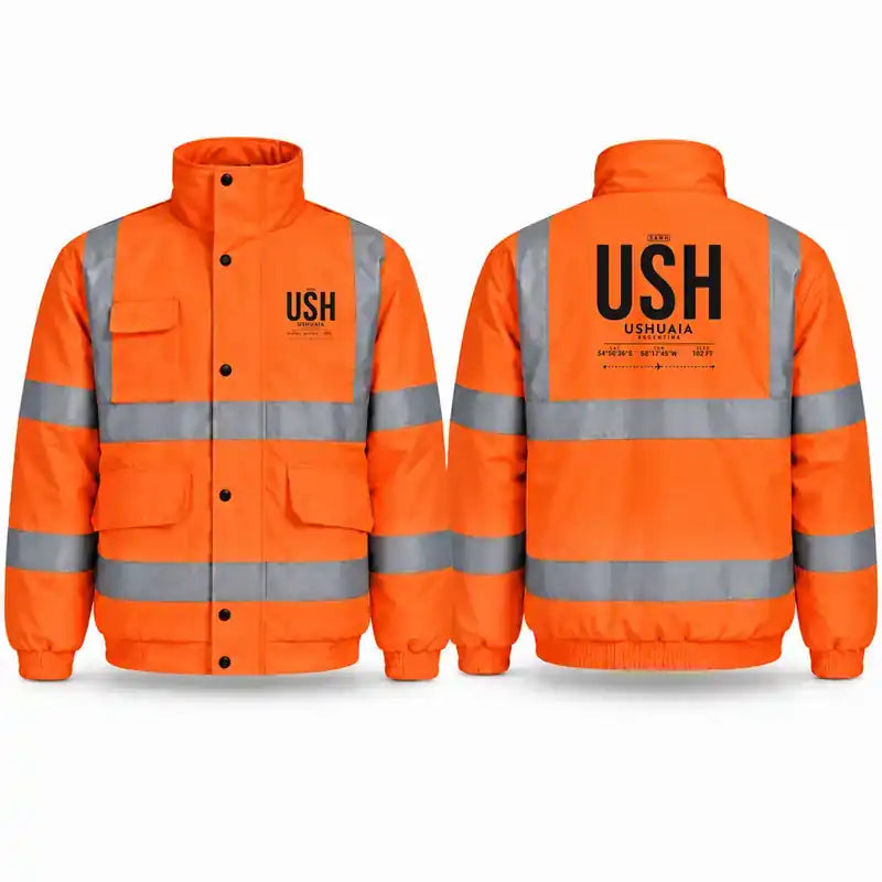 Malvinas Argentinas International Airport (USH) Reflective Winter Jackets - Tag - Orange