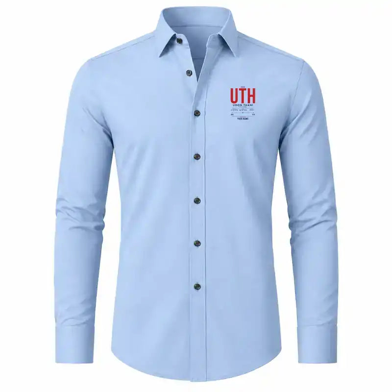 Udon Thani International Airport (UTH) Shirts - Long Sleeve Shirt - Tag Custom - Light Blue + NAME