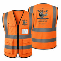 Thumbnail for V2500-A5 aviation design on orange high-visibility reflective vest