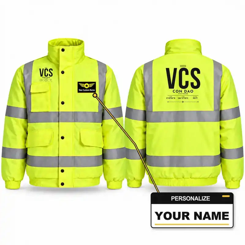 VCS - Tag - Reflective Winter Jacket - Fluorescent Yellow + Name