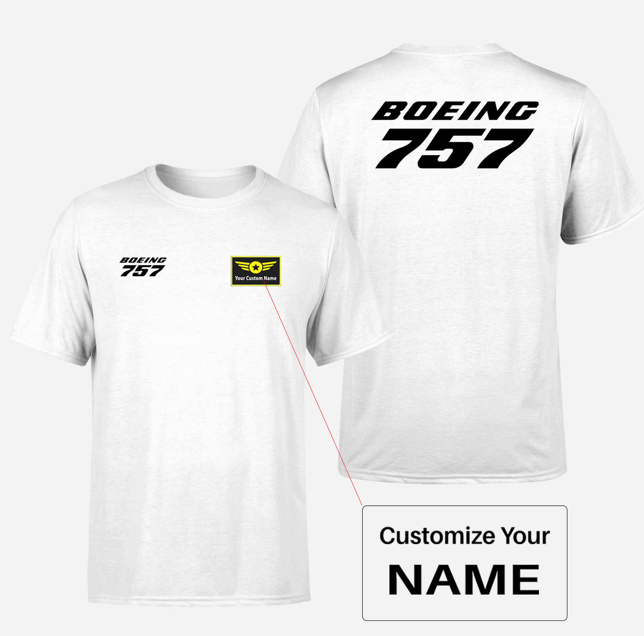 Boeing 757 & Text Designed Double-Side T-Shirts