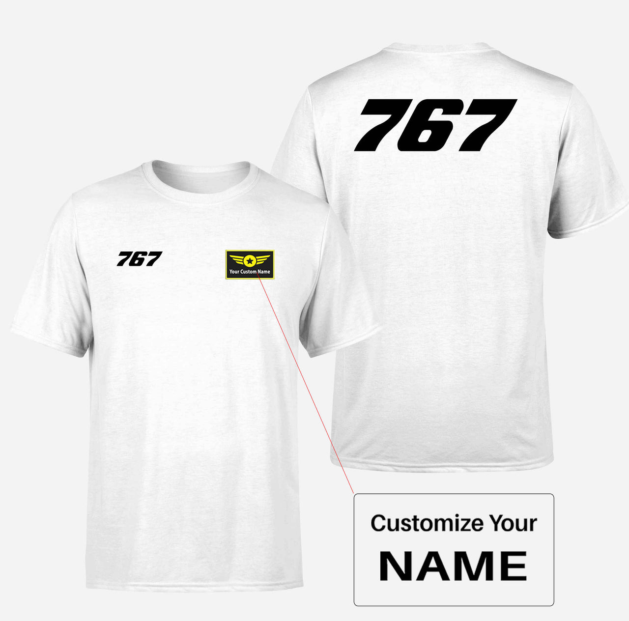 767 Flat Text Designed Double-Side T-Shirts