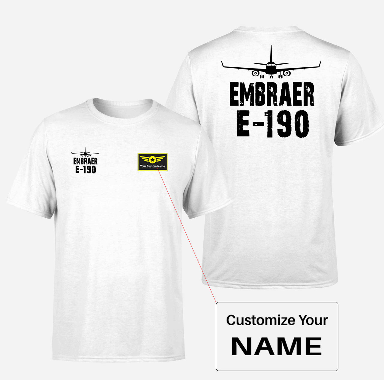 Embraer E-190 & Plane Designed Double-Side T-Shirts - view 15