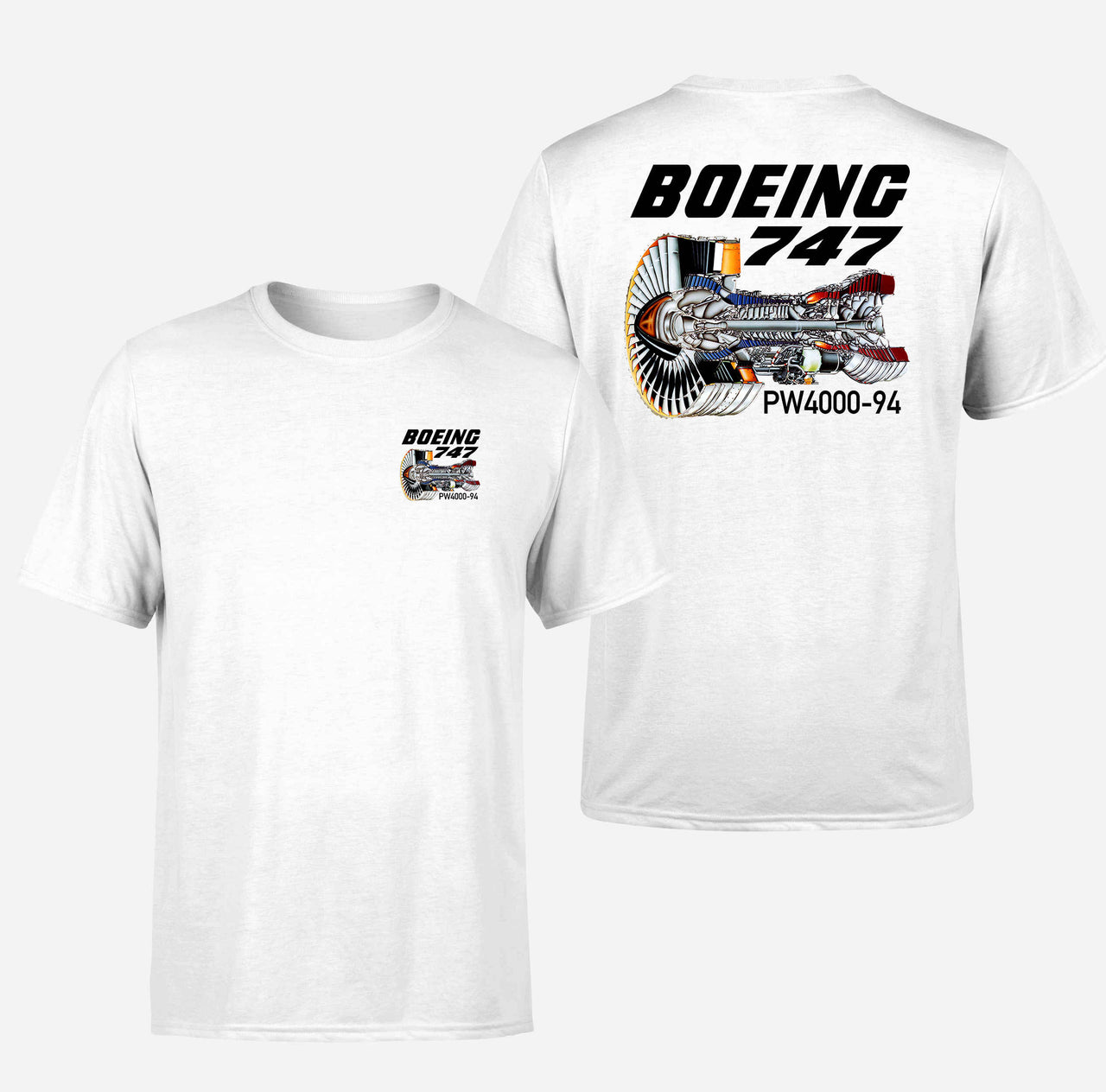Boeing 747 & PW4000-94 Engine Designed Double-Side T-Shirts