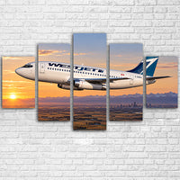 Thumbnail for WestJet Boeing 737-200 historic early WestJet flight above Alberta prairie at sunrise canvas - Multiple (5 Panels)