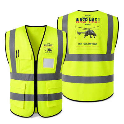 Westland Wasp HAS1 aviation design on fluorescent green high-visibility reflective vest