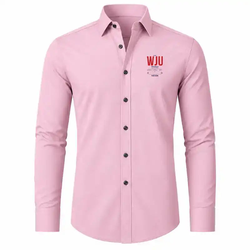 Wonju Airport (WJU) Shirts - Long Sleeve Shirt - Tag Custom - Pink + NAME