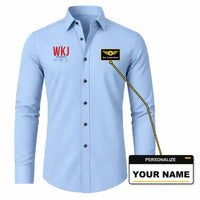 Thumbnail for Wakkanai Airport (WKJ) Shirts - Long Sleeve Shirt - Tag - Light Blue + NAME