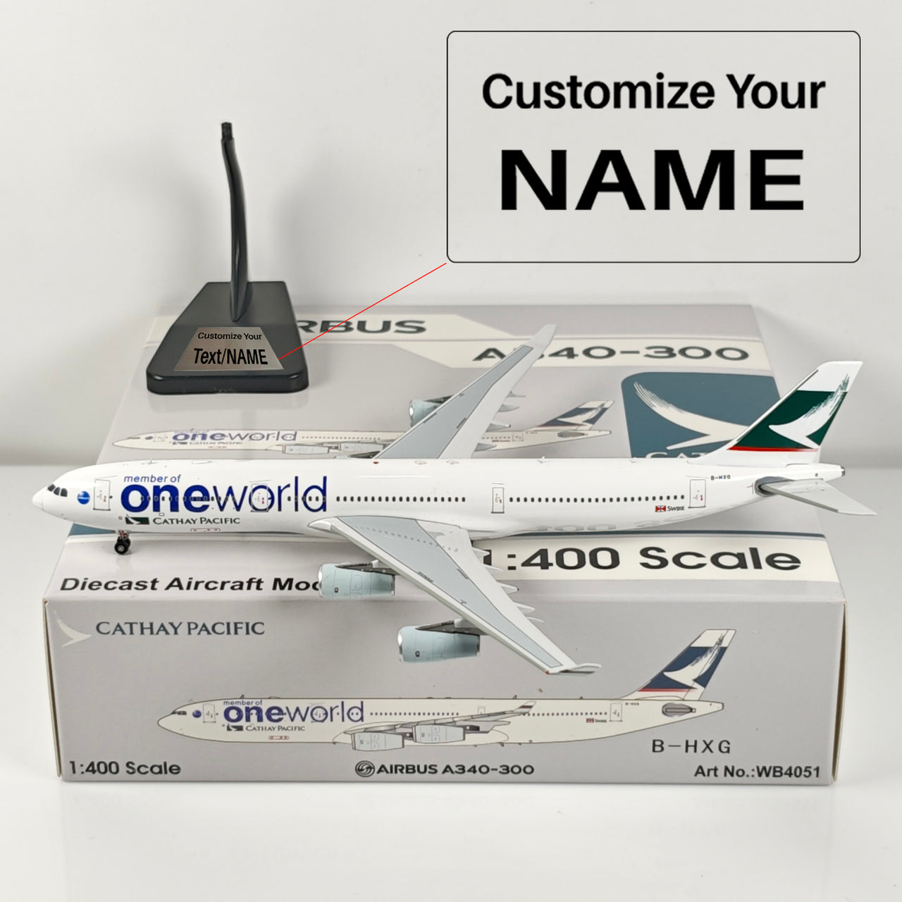 Cathay Pacific Airbus A340-300 B-HXG Airplane Model 1/400 Scale