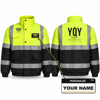 Thumbnail for YQY - Tag - Reflective Winter Jacket - Fluorescent Yellow & Navy + Name