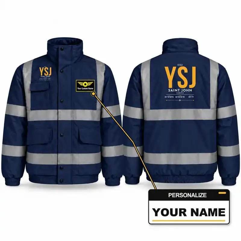 YSJ - Tag - Reflective Winter Jacket - Navy Blue + Name