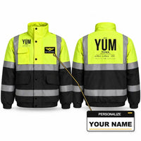 Thumbnail for YUM - Tag - Reflective Winter Jacket - Fluorescent Yellow & Navy + Name