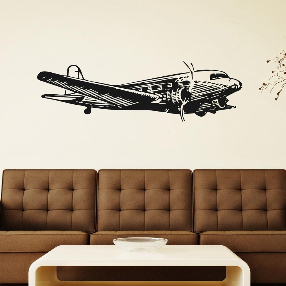 Old Airplane Designed Wall Sticker Pilot Eyes Store 