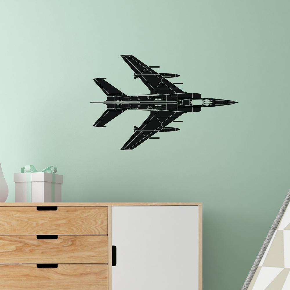 Detailed Superjet from Above Designed Wall Sticker Aviation Shop 