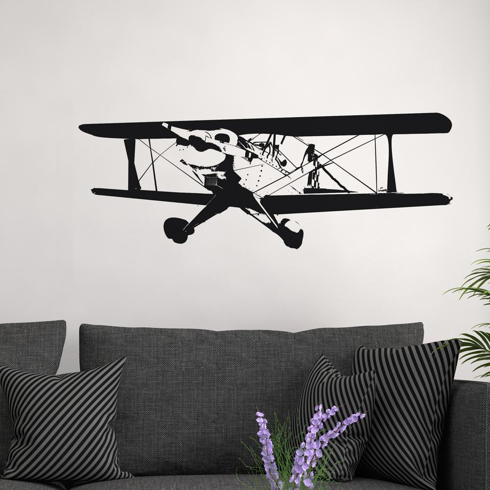 Double Decker Show Aircraft Designed Wall Sticker Aviation Shop 