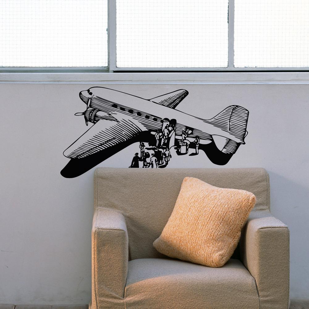 Retro Old Airplane Designed Wall Sticker Pilot Eyes Store 