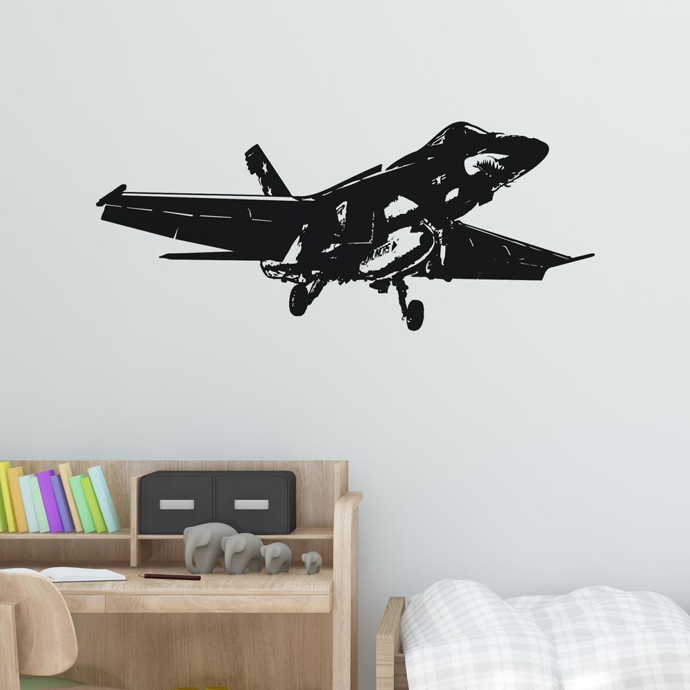 Amazing Military Aircraft on Departure Designed Wall Sticker Aviation Shop 