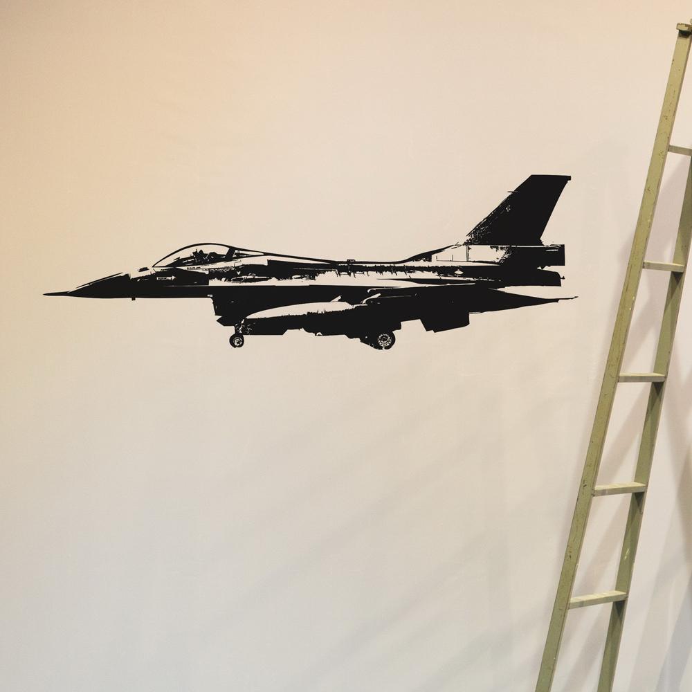 Fighting Falcon from Side Designed Wall Sticker Aviation Shop 
