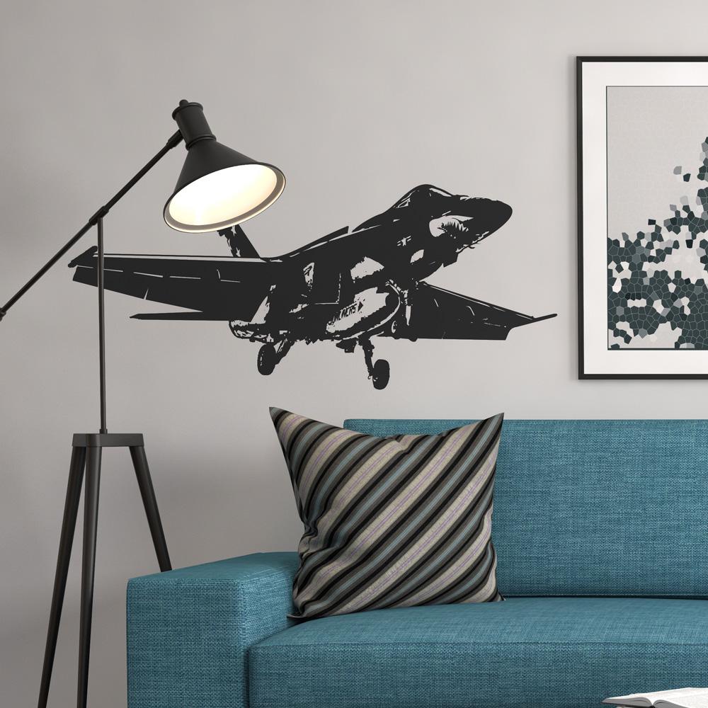 Amazing Military Aircraft on Departure Designed Wall Sticker Aviation Shop 