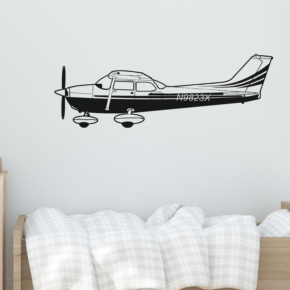 Cessna 172 From Side Designed Wall Sticker Aviation Shop 