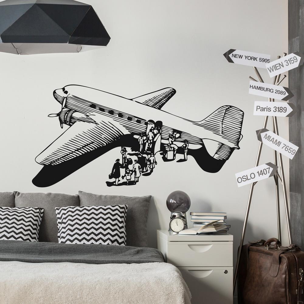 Retro Old Airplane Designed Wall Sticker Pilot Eyes Store 