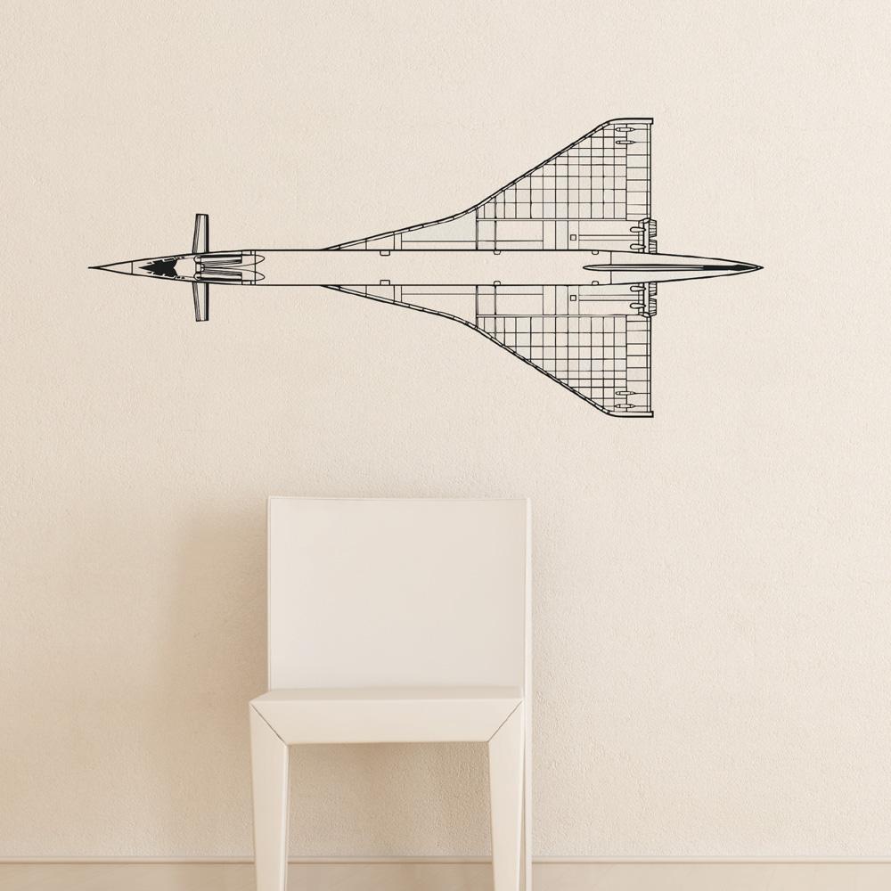 Supersonic Aircraft from above Designed Wall Sticker Aviation Shop 