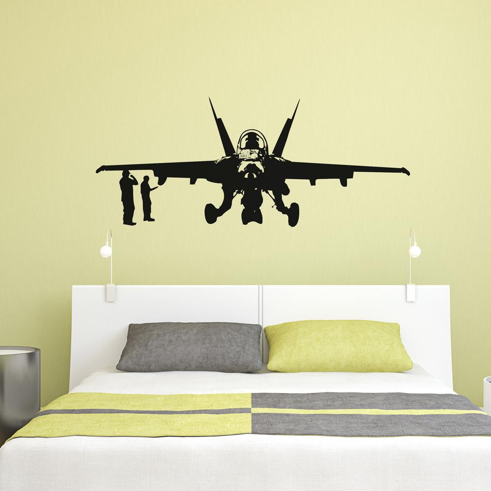 Military Aircraft and Technicians Designed Wall Sticker Aviation Shop 