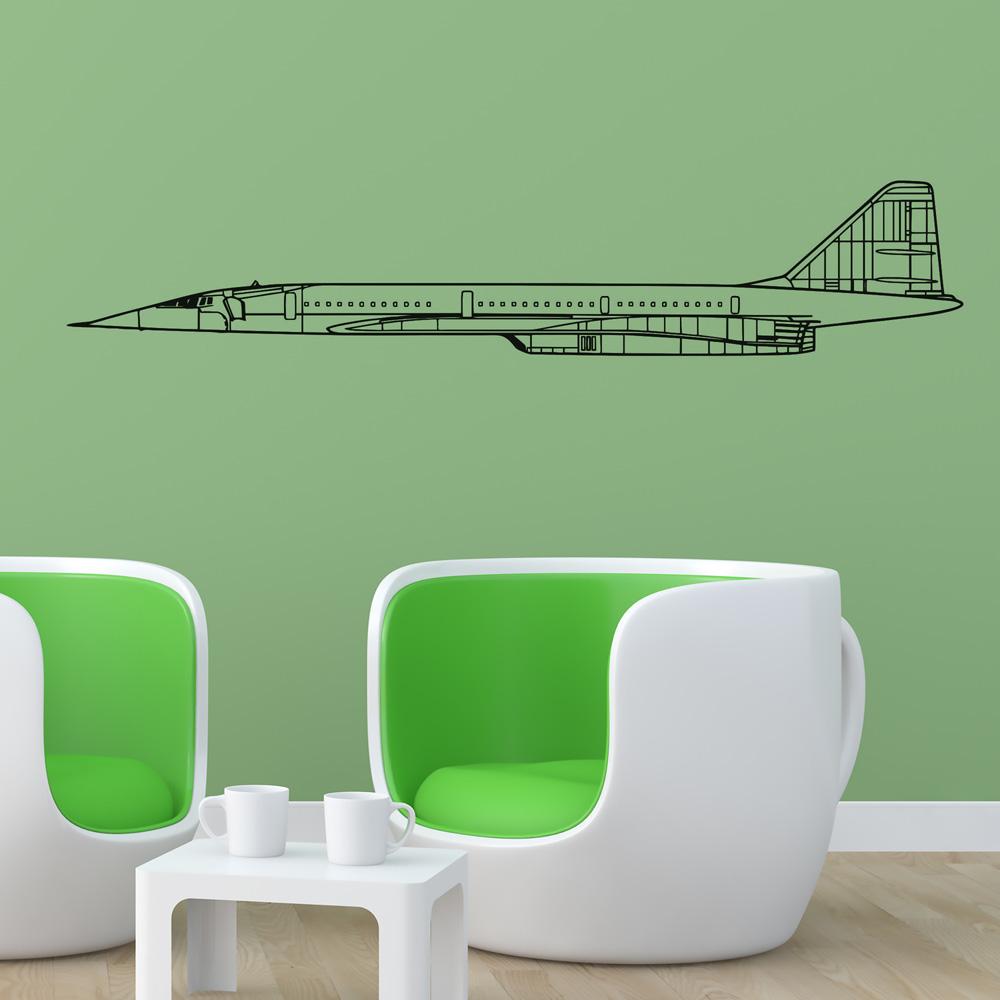 Very Detailed Supersonic Aircraft Designed Wall Sticker Aviation Shop 