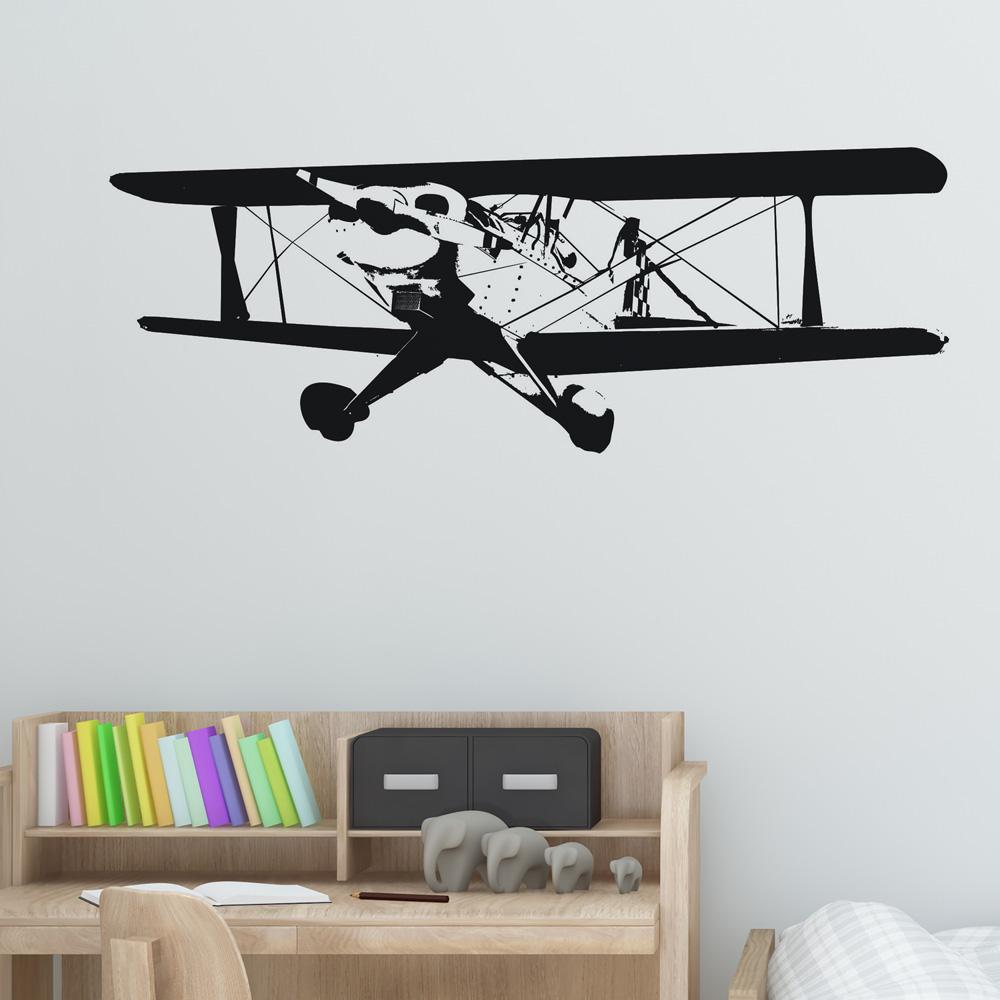 Double Decker Show Aircraft Designed Wall Sticker Aviation Shop 