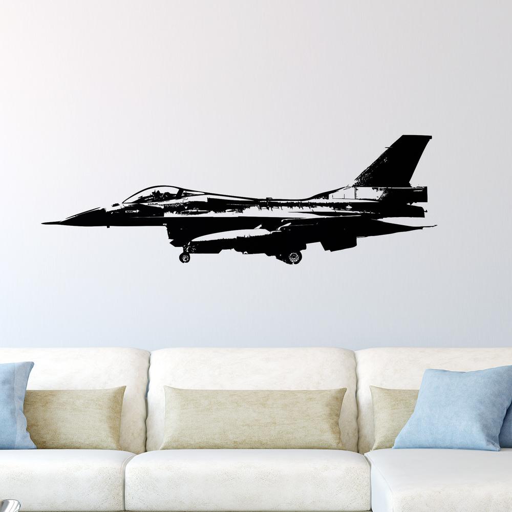 Fighting Falcon from Side Designed Wall Sticker Aviation Shop 