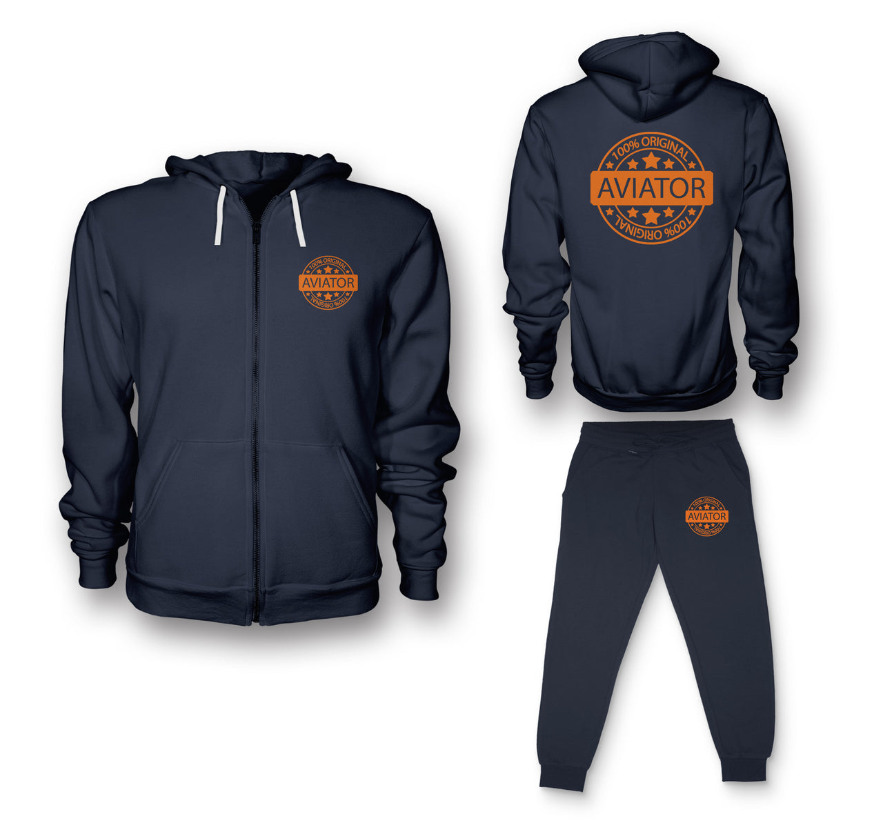 100 Original Aviator Designed Zipped Hoodies & Sweatpants Set
