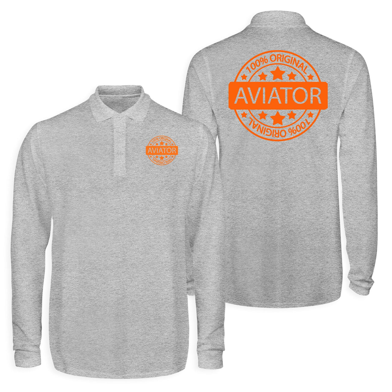 100 Original Aviator Designed Long Sleeve Polo T-Shirts (Double-Side)