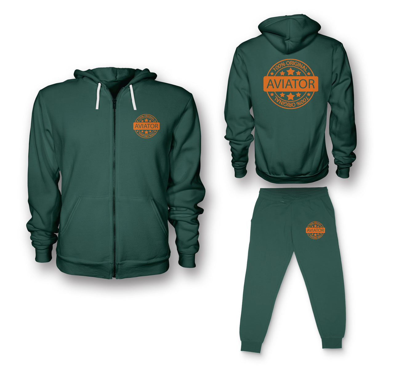 100 Original Aviator Designed Zipped Hoodies & Sweatpants Set