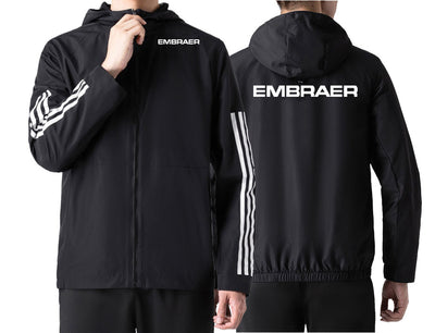 Embraer & Text Sport Style aviation design printed on lightweight windproof shell windbreaker.