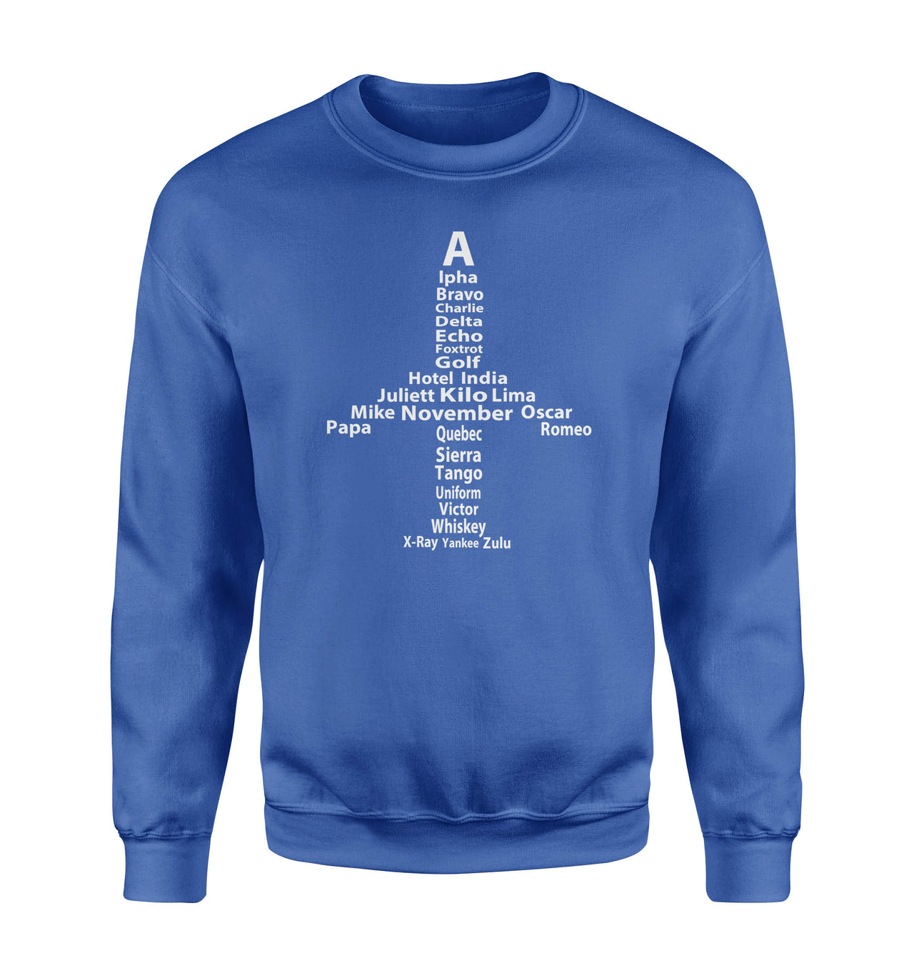 Airplane Shape Aviation Alphabet Designed Sweatshirts