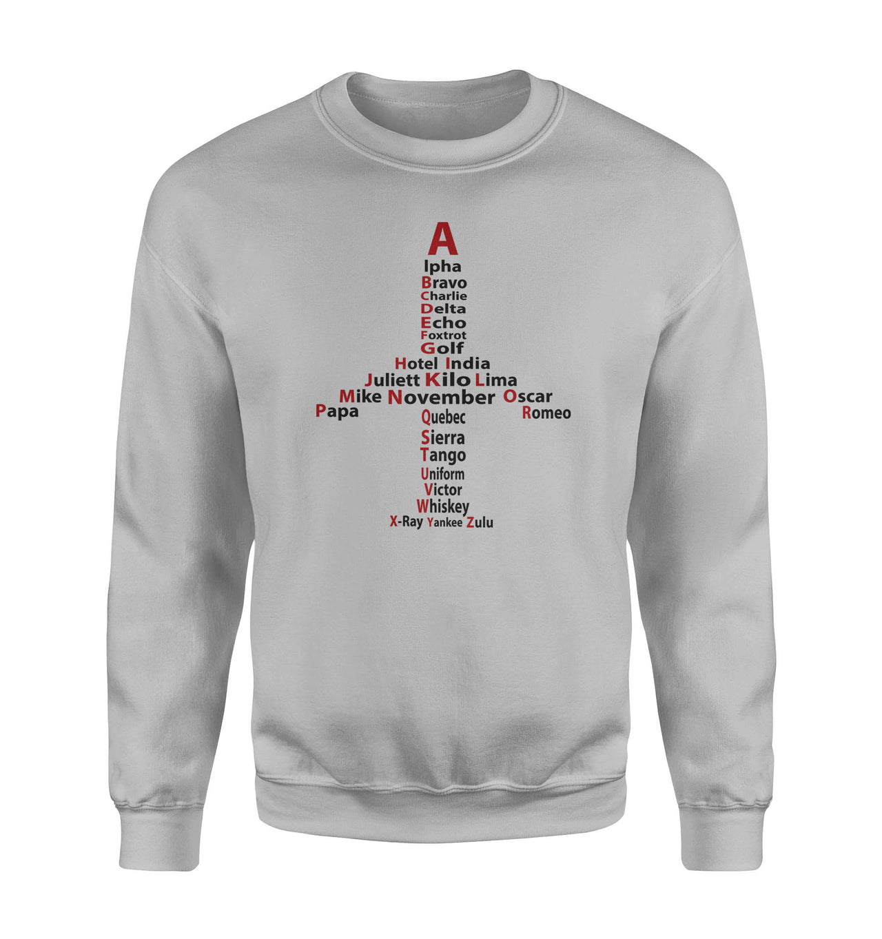 Airplane Shape Aviation Alphabet Designed Sweatshirts