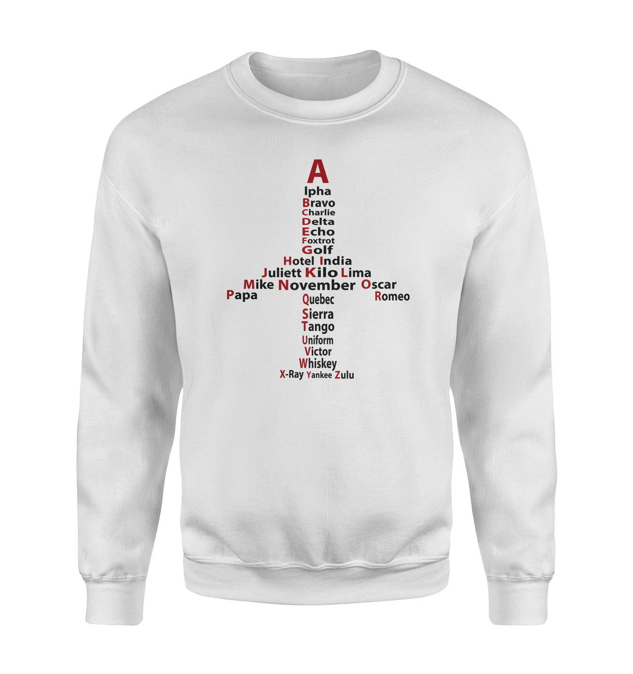 Airplane Shape Aviation Alphabet Designed Sweatshirts