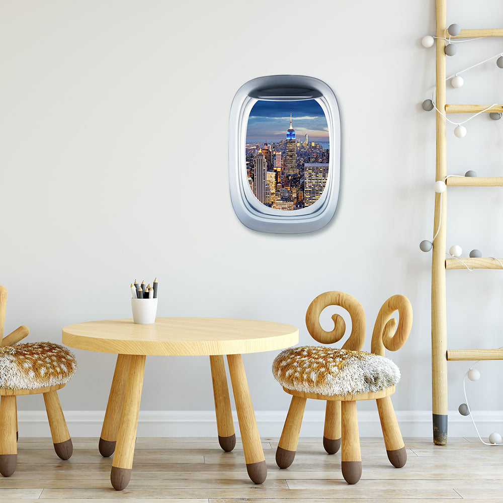 Airplane Window &  Empire State Building From Rooftop Printed Wall Window Stickers