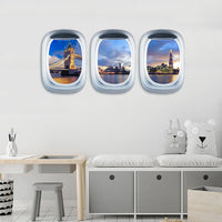 Thumbnail for Airplane Window & Tower Bridge London View Printed Wall Window Stickers
