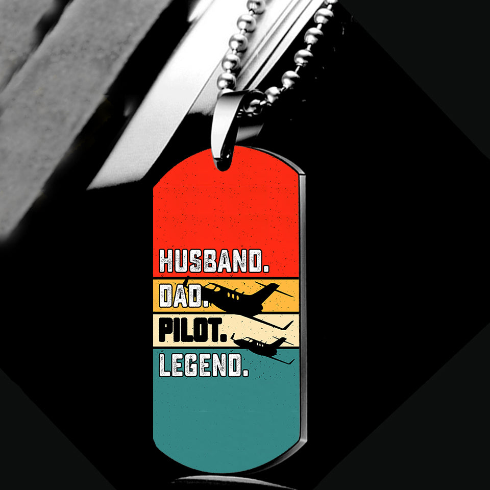 Husband & Dad & Pilot & Legend Designed Metal Necklaces