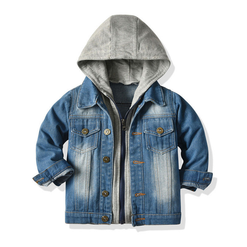 NO Designed Children Hooded Denim Jackets