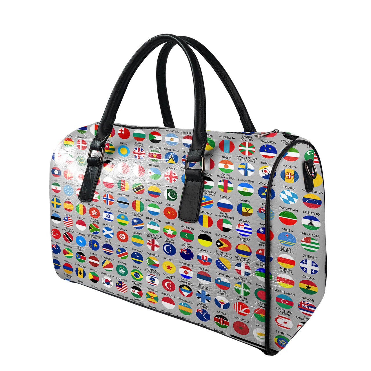 220 World's Flags Designed Leather Travel Bag