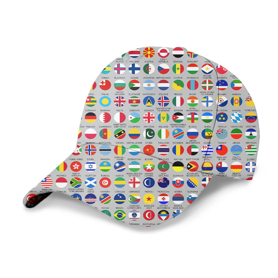220 World's Flags Designed 3D Peaked Cap