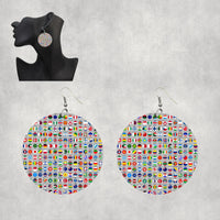 Thumbnail for 220 World's Flags Designed Wooden Drop Earrings