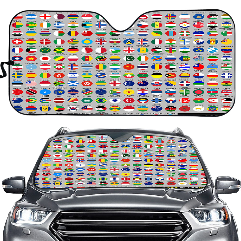 220 World's Flags Designed Car Sun Shade