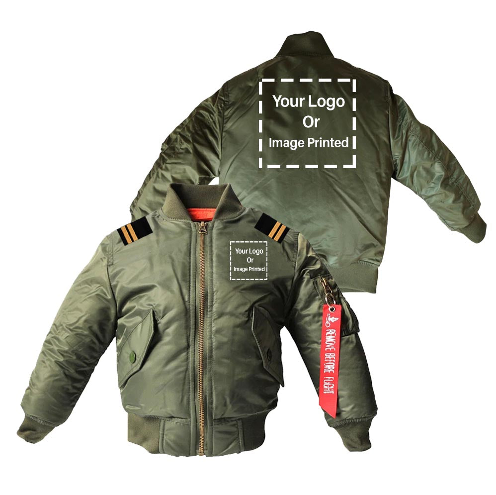 Custom 2 LOGOS & Epaulettes Children Bomber Jackets